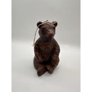 Rustic Bear Ornament Hand Carved Style Cabin Lodge Decor Hanging 5"